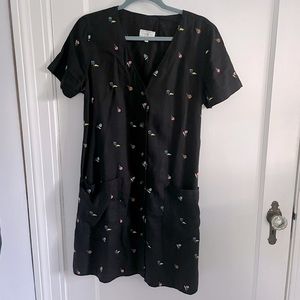Lou & Grey Black and Floral Shirt Dress Medium